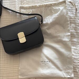Sezane Black Leather Crossbody Bag - mini Milo